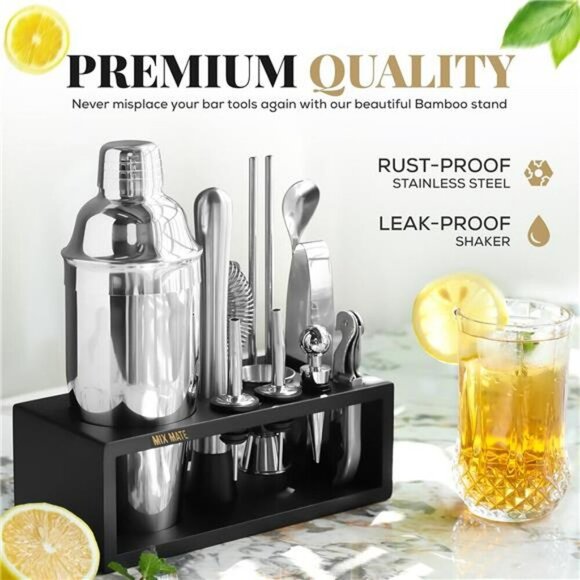 15 piece cocktail shaker set with stand home bar tools mixology gift idea - Picture 5 of 7